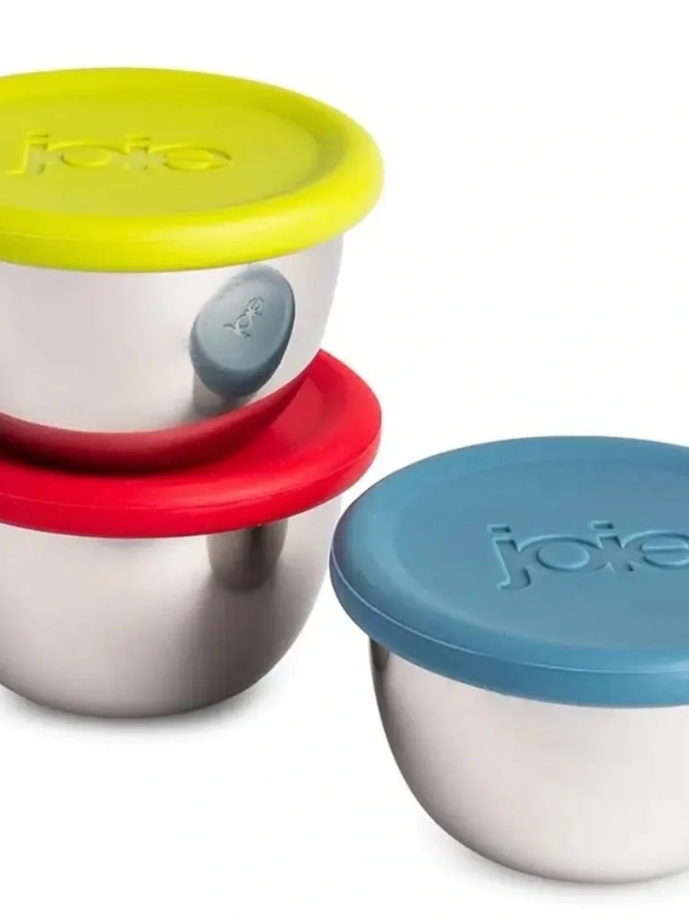 Joie Stainless Steel Condiment Set with Red and Green Silicone Lids
